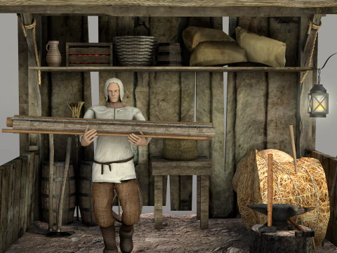 Galp&atilde;o Medieval Modelo 3D