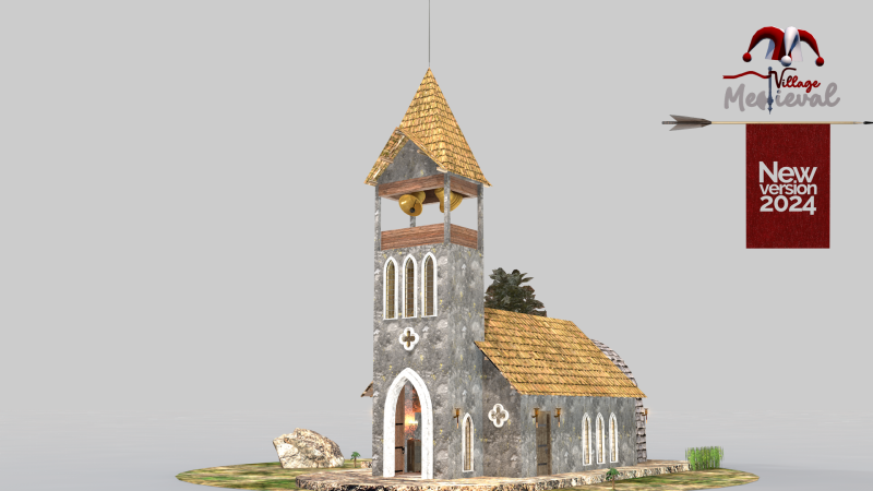 Medieval Temple 2024 3D Модель .c4d .max .obj .3ds .fbx .stl .blend