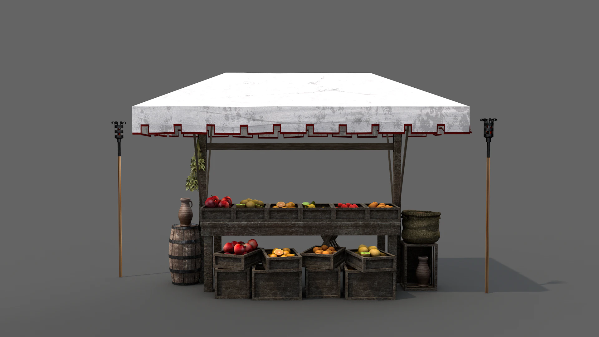 Banca de Mercado Medieval 03 Modelo 3D .c4d .max .obj .3ds .fbx .stl .blend 