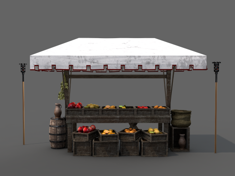Medieval Market Stall 03 3D-Modell