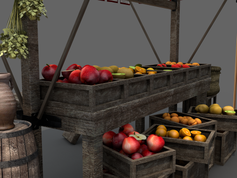 Medieval Market Stall 03 3D Модель