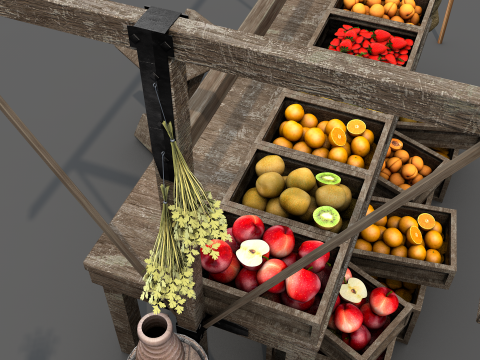 Medieval Market Stall 03 3D Модель