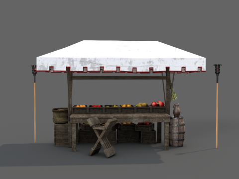 Medieval Market Stall 03 3D Модель