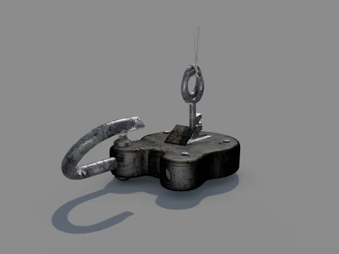 Medieval Padlock T1 3D Model