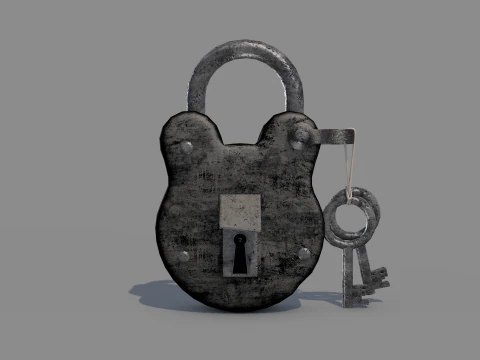 Medieval Padlock T1 3D Model