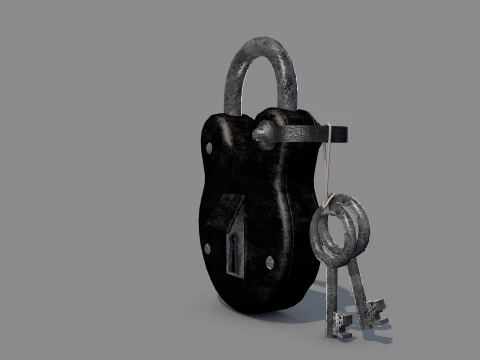 Medieval Padlock T1 3D Model