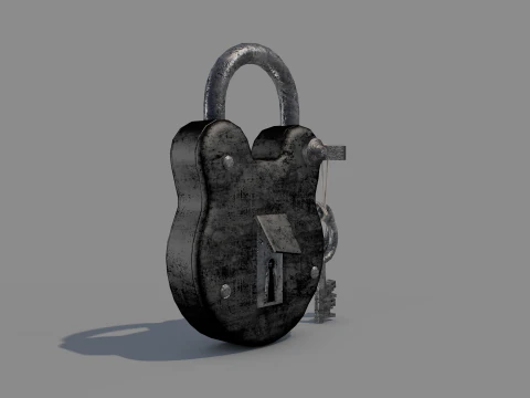 Medieval Padlock T1 3D Model