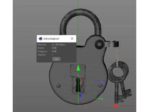 Medieval Padlock T1 3D Model