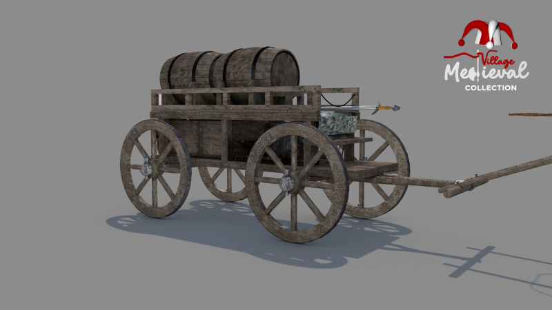 Medieval Wagon 3D 모델 .c4d .max .obj .3ds .fbx .stl .blend
