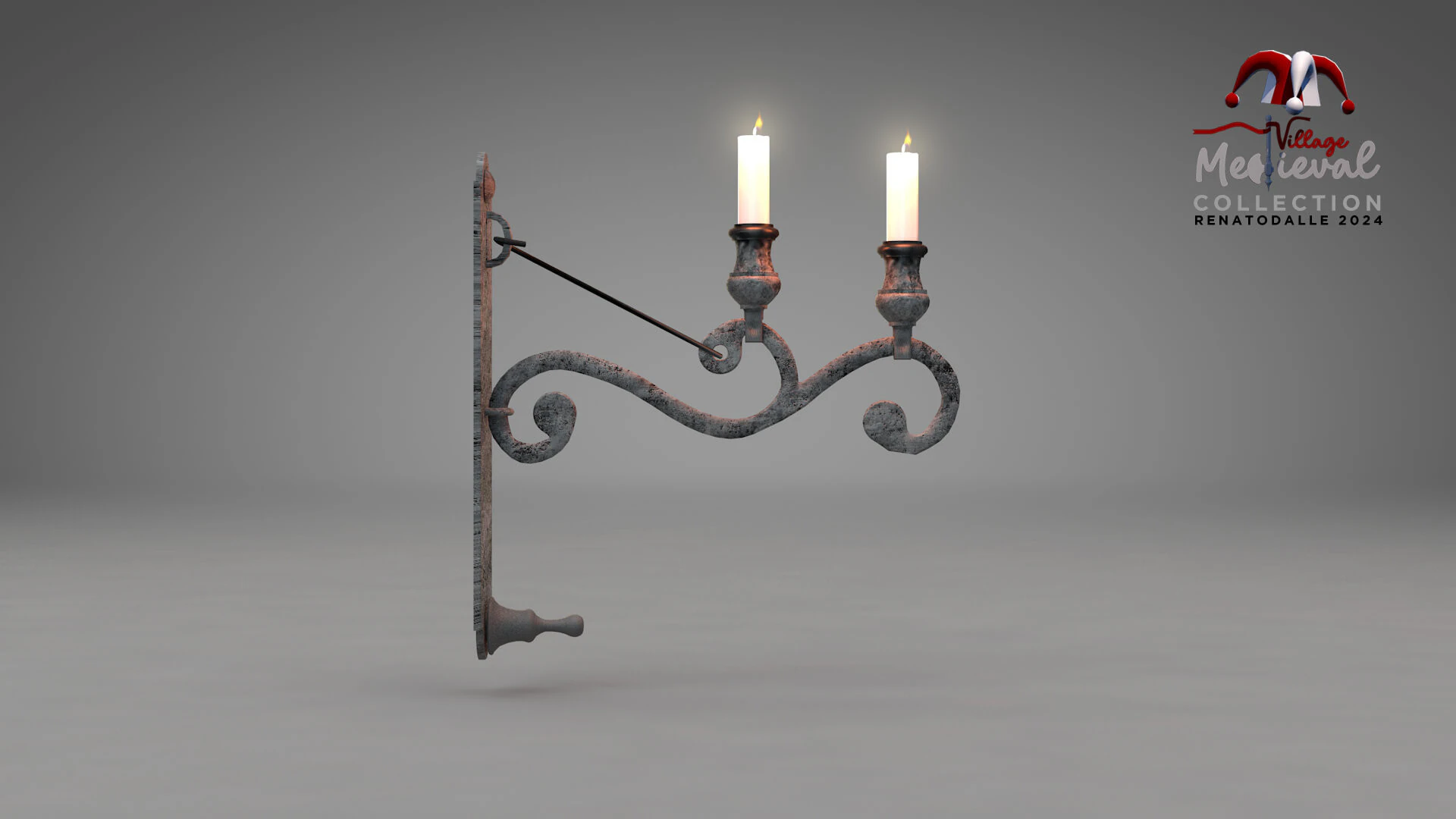Medieval Wall Ilighting Hor 3D Model .c4d .max .obj .3ds .fbx .stl .blend 