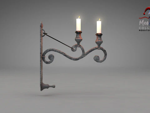 Middeleeuwse Wandverlichting Hor 3D Model