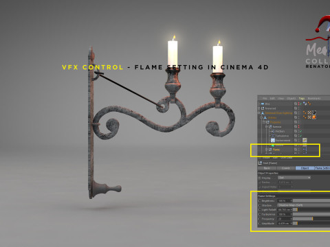 Medieval Wall Ilighting Hor 3Dモデル