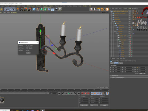 Medieval Wall Ilighting Hor 3D Model