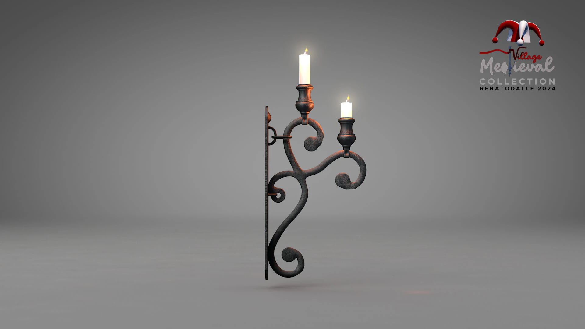 Medieval Wall Ilighting Vert 3D Model .c4d .max .obj .3ds .fbx .stl .blend 