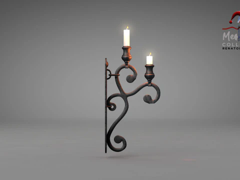 Parede Medieval Iluminando Vert Modelo 3D