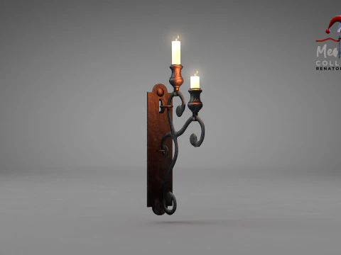 Medieval Wall Ilighting Vert 3D Model