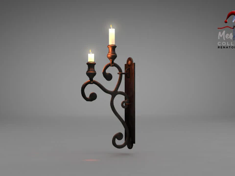 Medieval Wall Ilighting Vert 3D Model