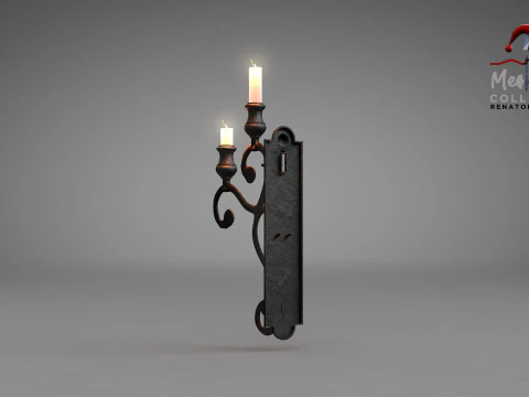 Medieval Wall Ilighting Vert 3D Model