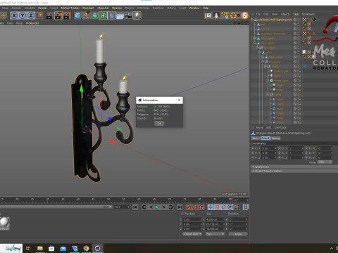 Medieval Wall Ilighting Vert 3D Model