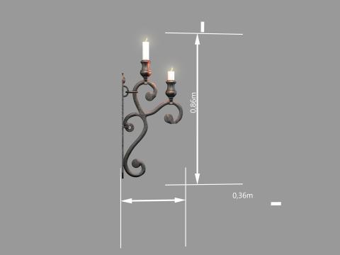 Medieval Wall Ilighting Vert Modelo 3D