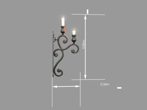 Medieval Wall Ilighting Vert 3D Model