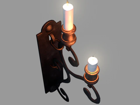 Medieval Wall Ilighting Vert 3D Model