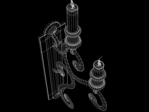 Medieval Wall Ilighting Vert 3D Model