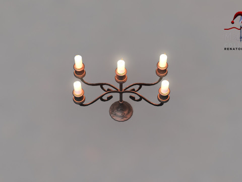 Medieval Forged Chandelier Table 3D Model