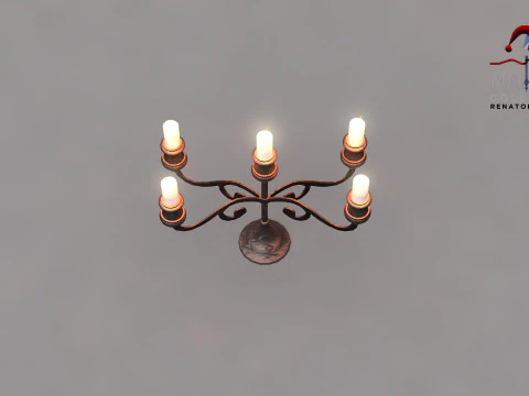 Medieval Forged Chandelier Table 3D Model