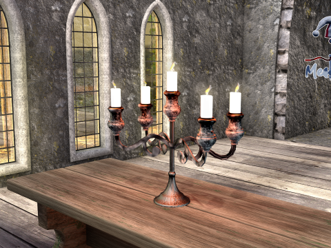 Medieval Forged Chandelier Table 3D Model
