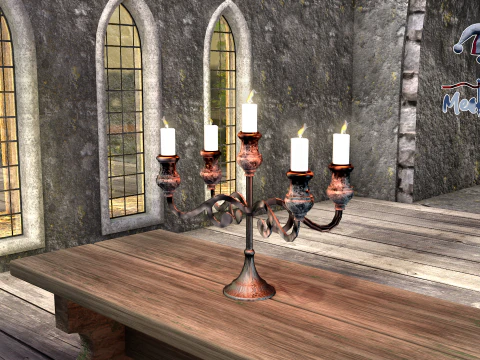 Medieval Forged Chandelier Table 3D Model