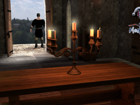 Medieval Forged Chandelier Table 3D Model