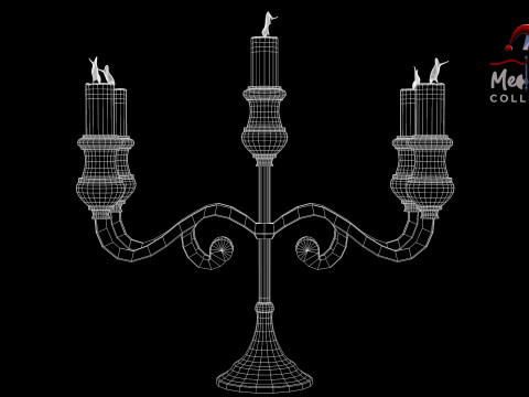 Medieval Forged Chandelier Table 3D Model