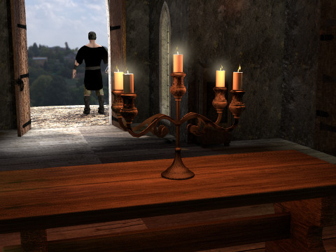 Medieval Forged Chandelier Table 3D Model