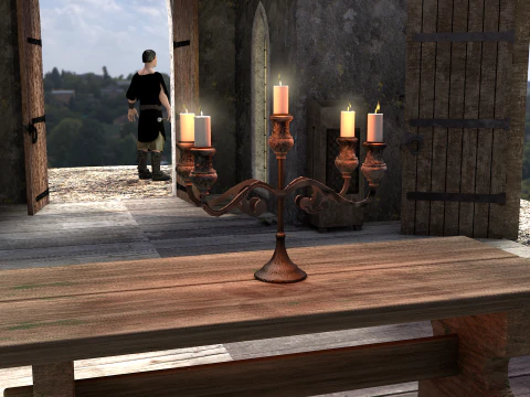 Medieval Forged Chandelier Table 3D Model
