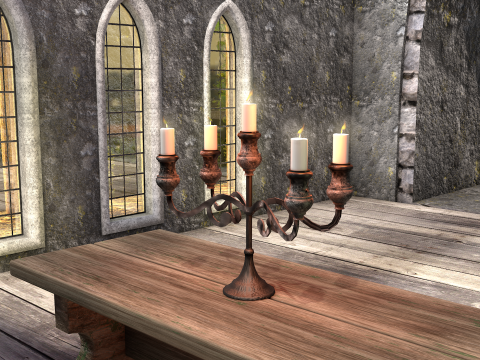 Medieval Forged Chandelier Table 3D Model