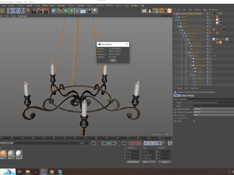 Medieval Forged Chandelier Modello 3D