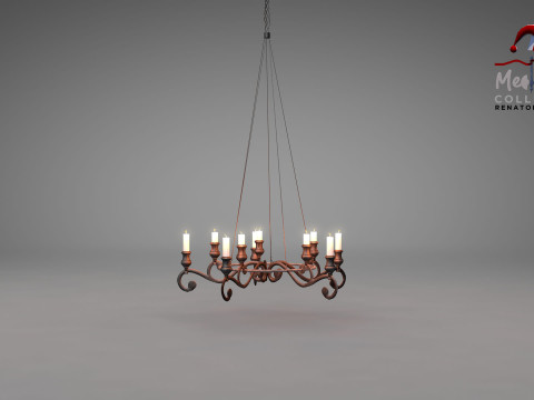 Medieval Forged Chandelier Modello 3D