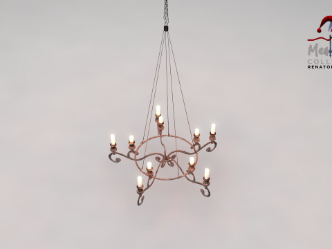 Medieval Forged Chandelier Modello 3D