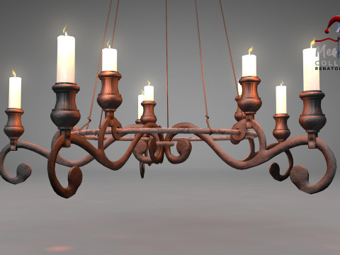 Medieval Forged Chandelier Modello 3D
