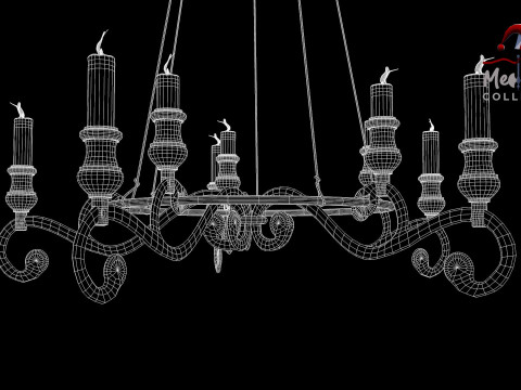 Medieval Forged Chandelier Modello 3D
