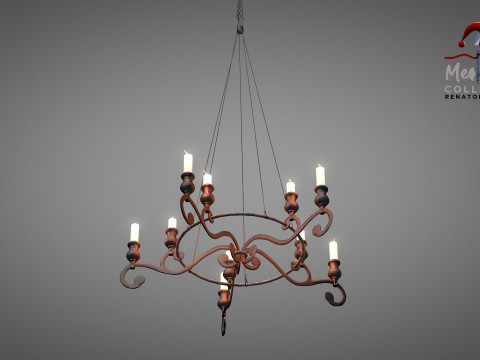 Medieval Forged Chandelier Modello 3D