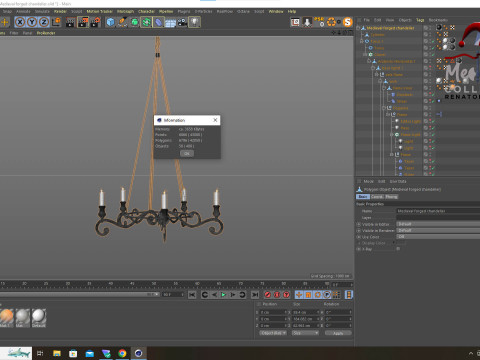 Medieval Forged Chandelier Modello 3D