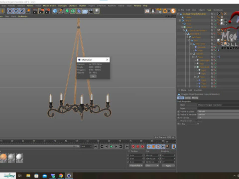 中世纪锻造枝形吊灯 3D 模型