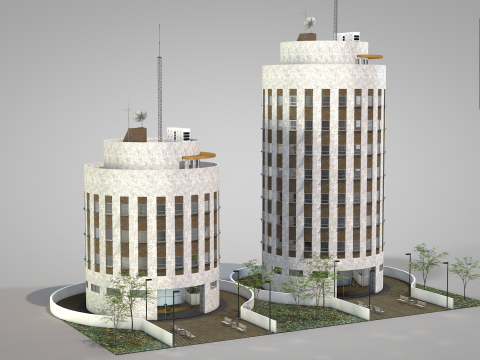Commercial Cylindrical Building 3D 모델