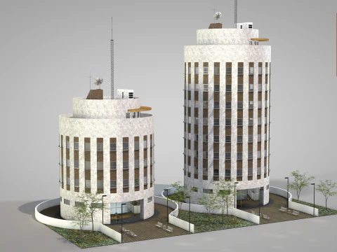 Commercieel cilindervormig gebouw 3D Model