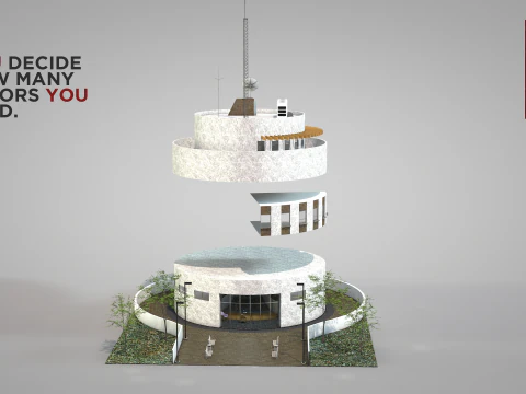 Commercial Cylindrical Building 3D Model