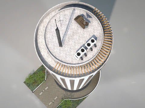 Commercial Cylindrical Building 3D Model