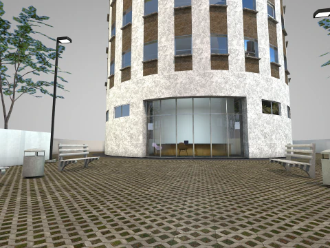 Commercial Cylindrical Building 3D Model