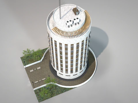 Commercial Cylindrical Building 3D Model